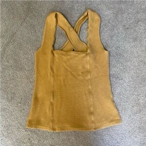 Anthropologie Mauve Mustard Yellow Crossback Tank Top Size S